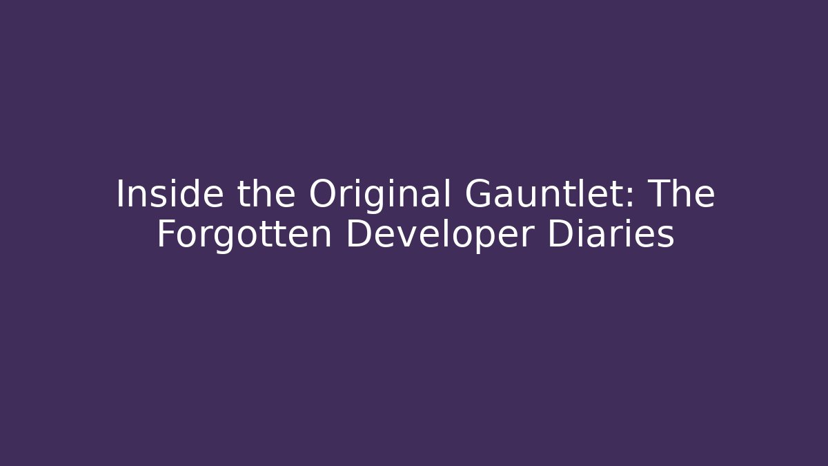 Inside the Original Gauntlet: The Forgotten Developer Diaries - Celivion