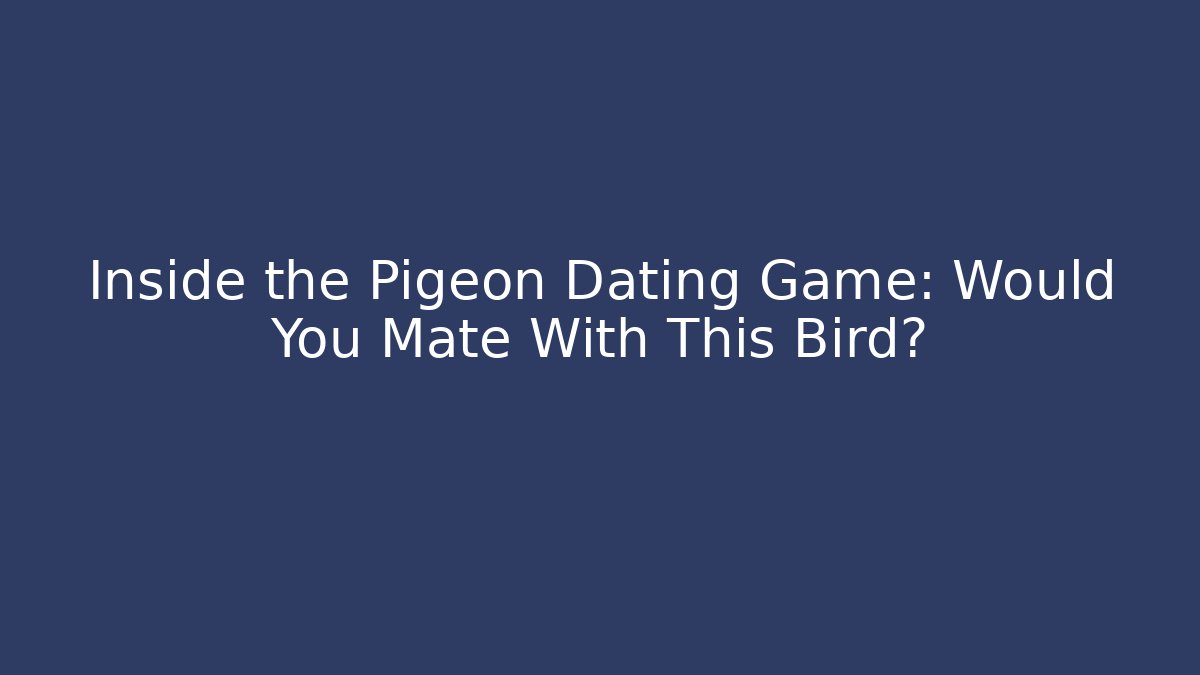 Inside the Pigeon Dating Game: Would You Mate With This Bird? - Celivion