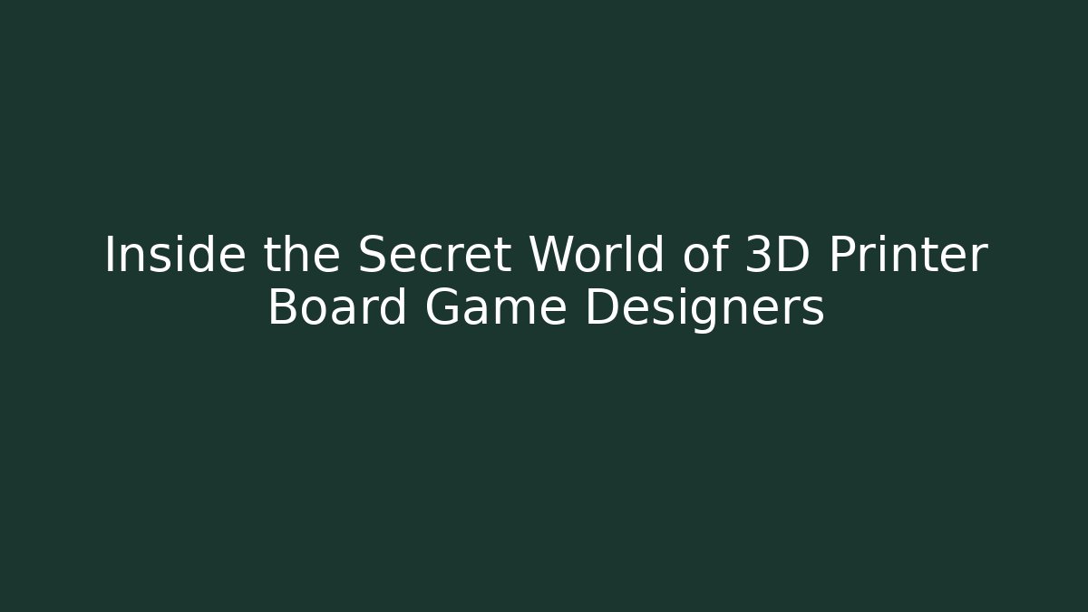 Inside the Secret World of 3D Printer Board Game Designers - Celivion