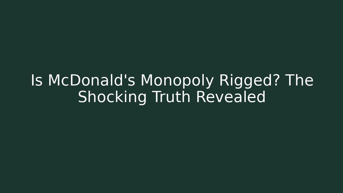 Is McDonald's Monopoly Rigged? The Shocking Truth Revealed - Celivion