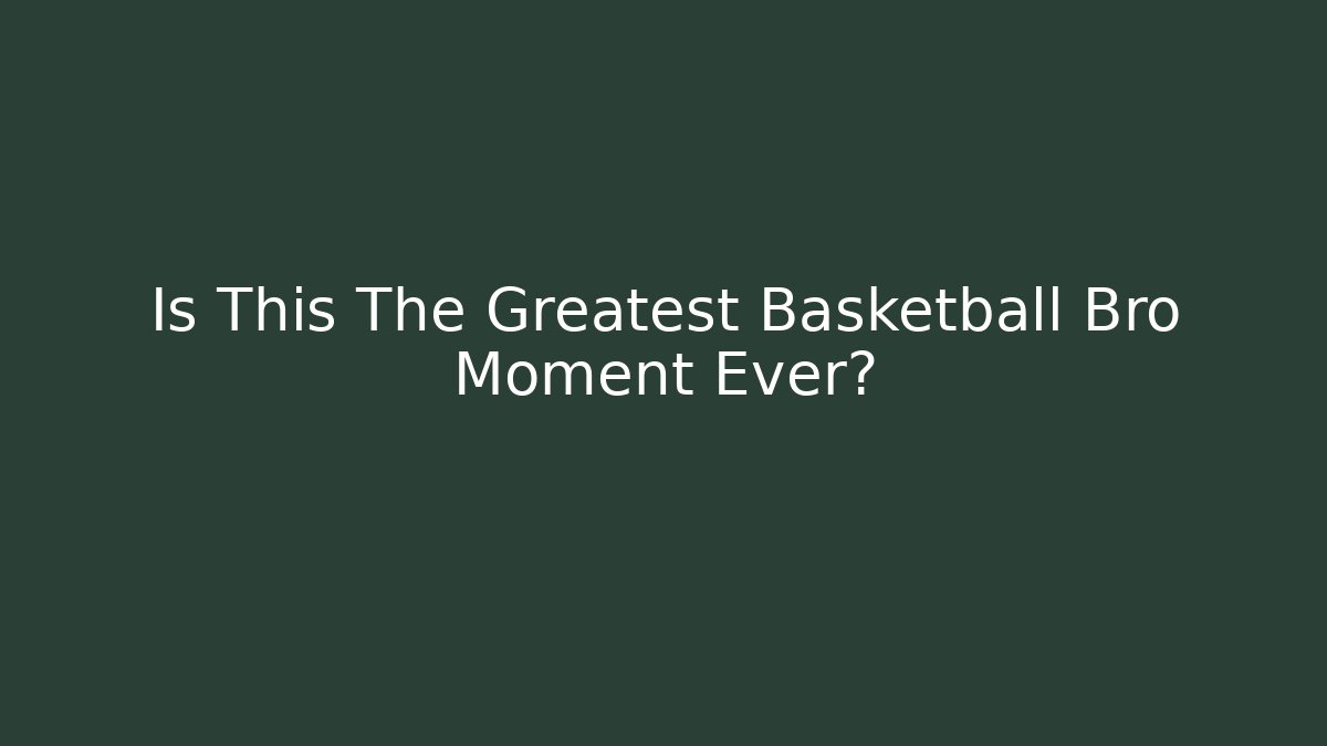 Is This The Greatest Basketball Bro Moment Ever?