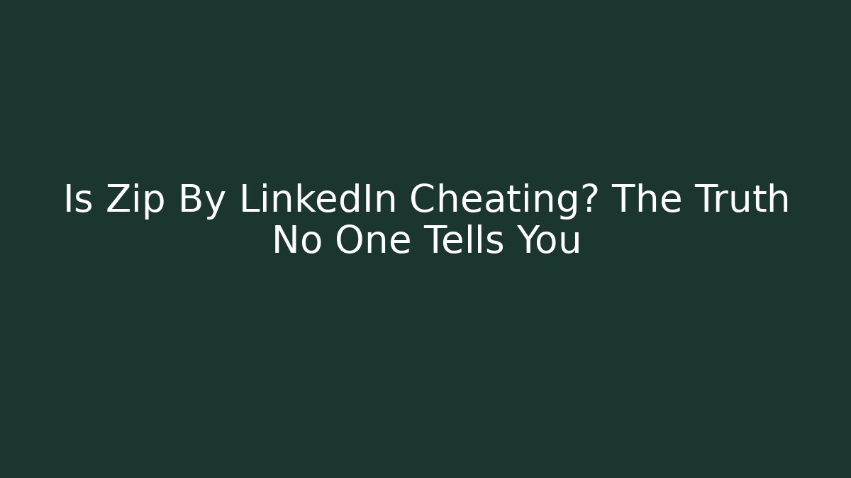 Is Zip By LinkedIn Cheating? The Truth No One Tells You