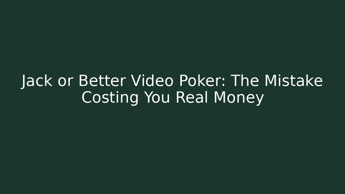 Jack or Better Video Poker: The Mistake Costing You Real Money