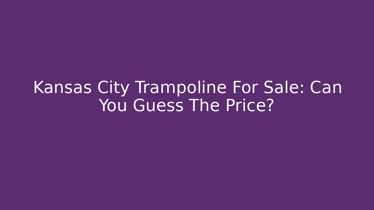 Kansas City Trampoline For Sale: Can You Guess The Price?