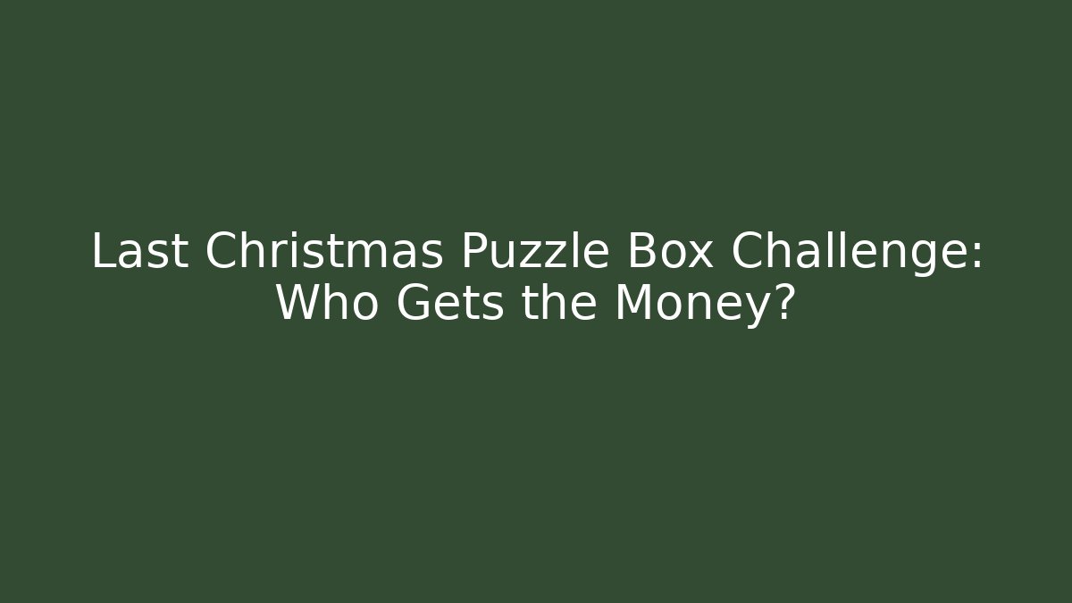 Last Christmas Puzzle Box Challenge: Who Gets the Money?