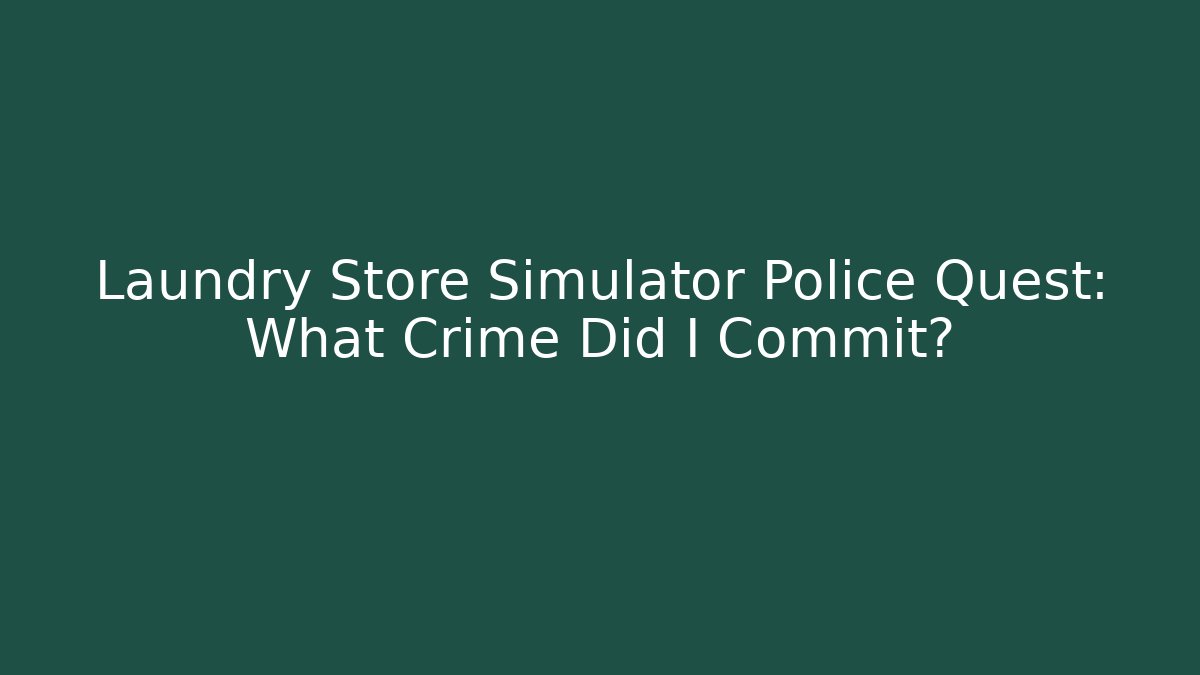 Laundry Store Simulator Police Quest: What Crime Did I Commit?