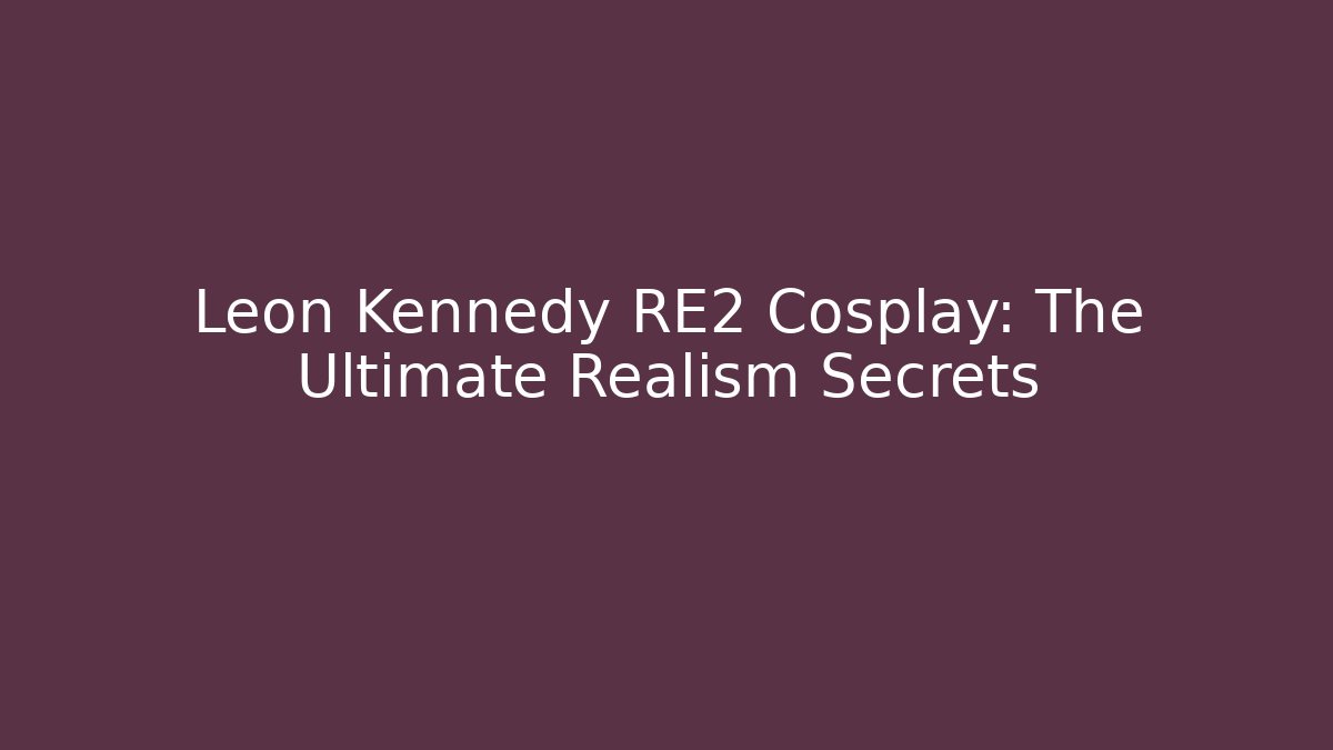 Leon Kennedy RE2 Cosplay: The Ultimate Realism Secrets