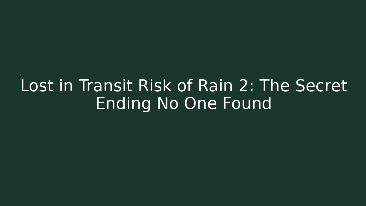 Lost in Transit Risk of Rain 2: The Secret Ending No One Found