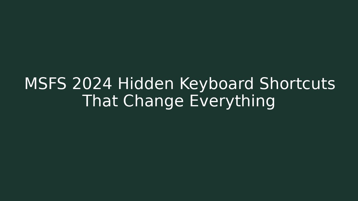 MSFS 2024 Hidden Keyboard Shortcuts That Change Everything