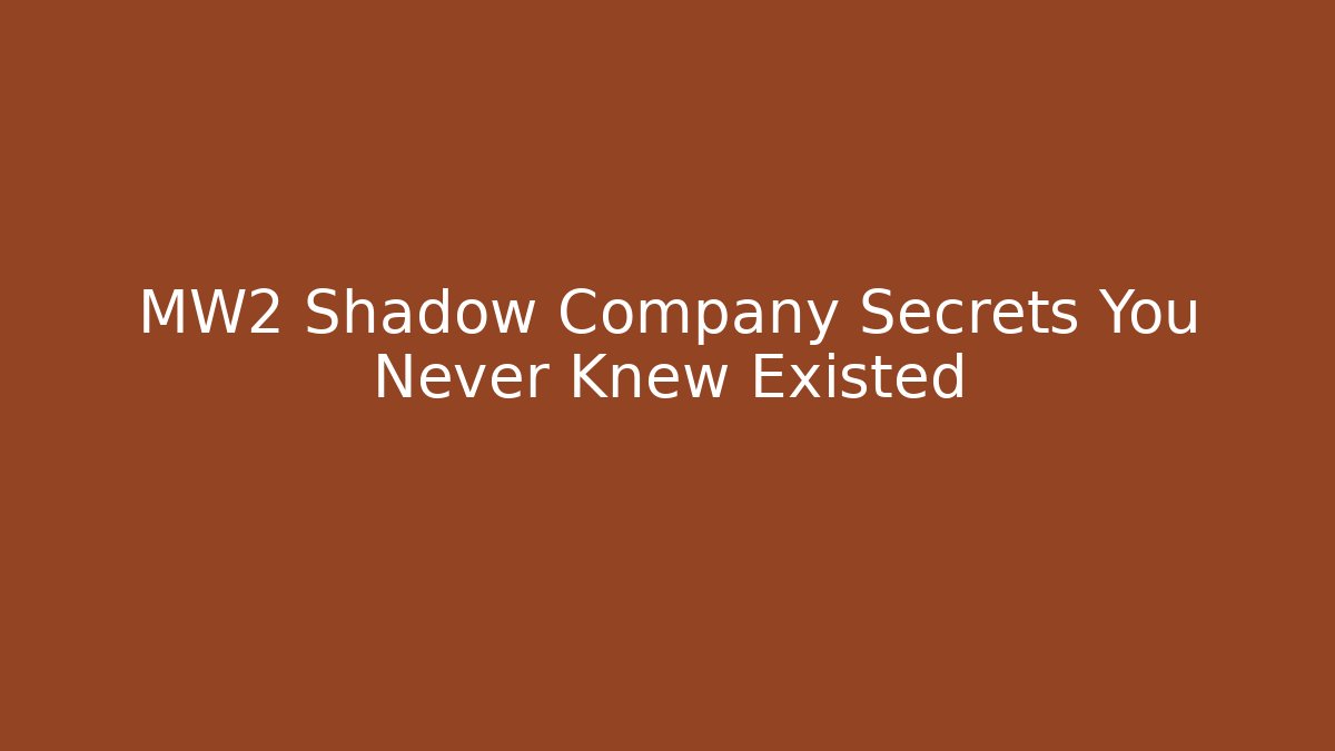 MW2 Shadow Company Secrets You Never Knew Existed
