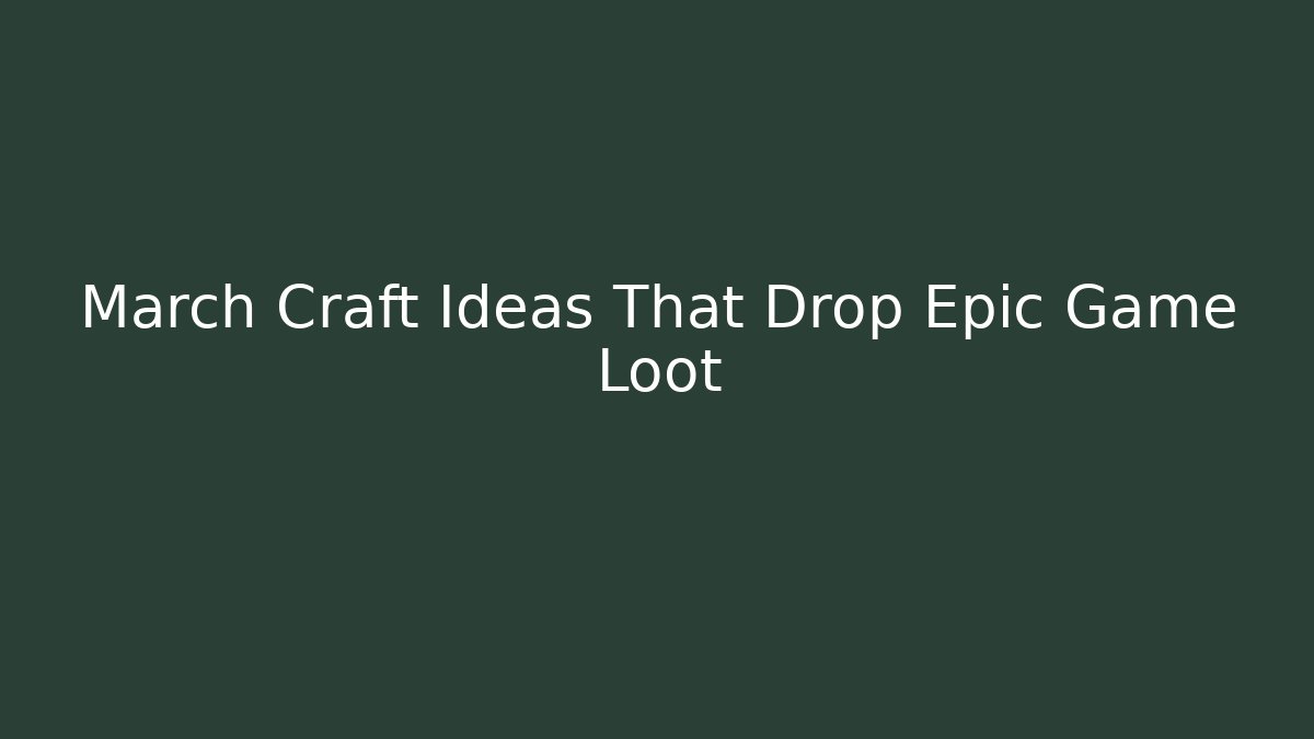 March Craft Ideas That Drop Epic Game Loot