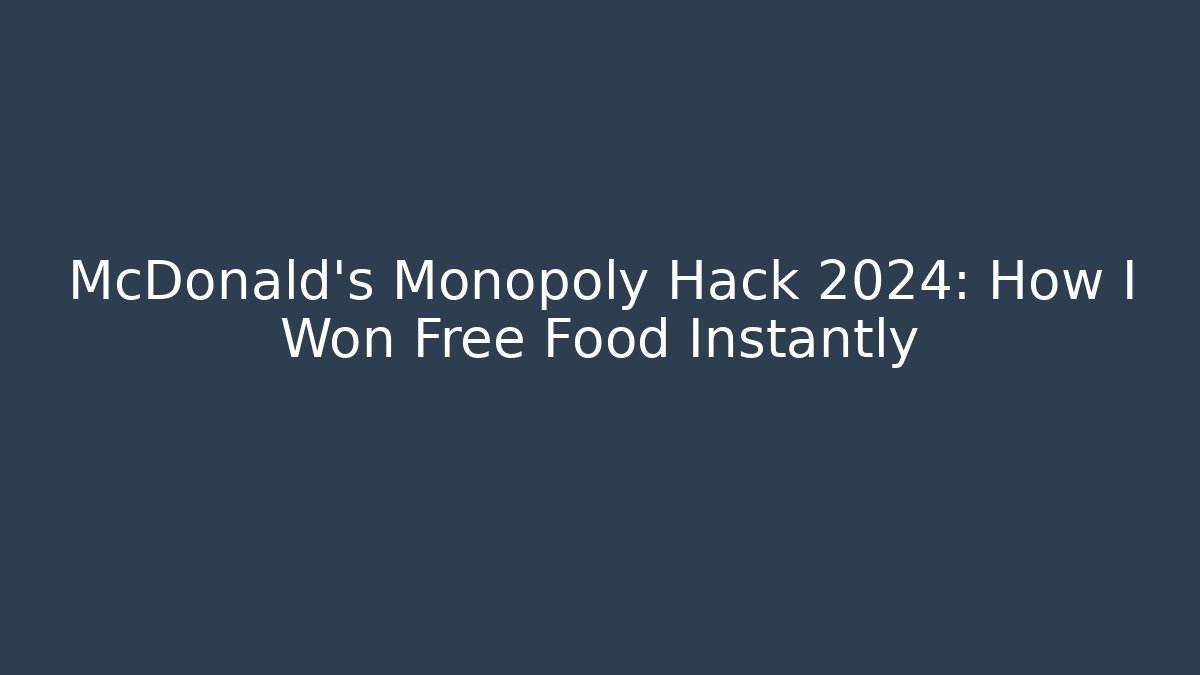 McDonald's Monopoly Hack 2024: How I Won Free Food Instantly