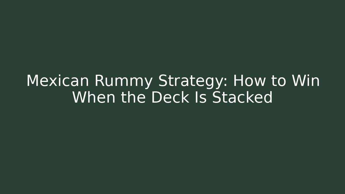 Mexican Rummy Strategy: How to Win When the Deck Is Stacked