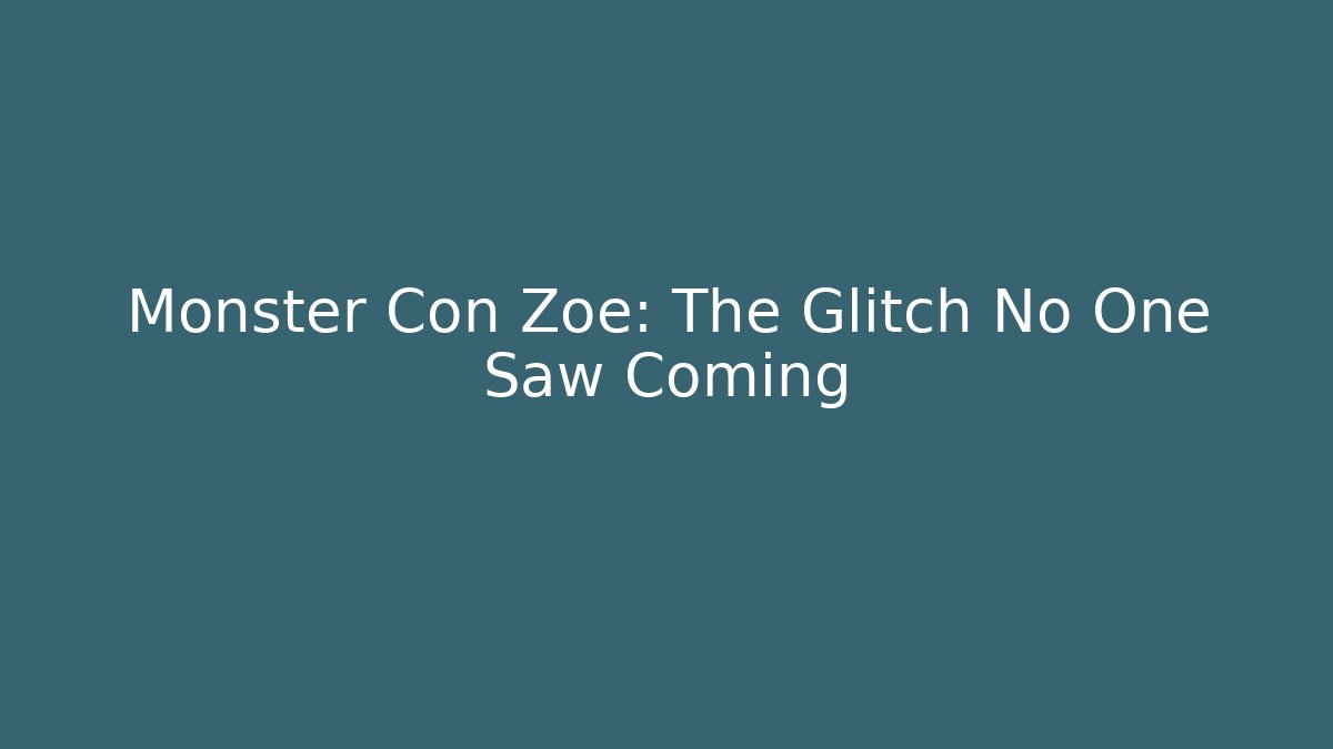 Monster Con Zoe: The Glitch No One Saw Coming