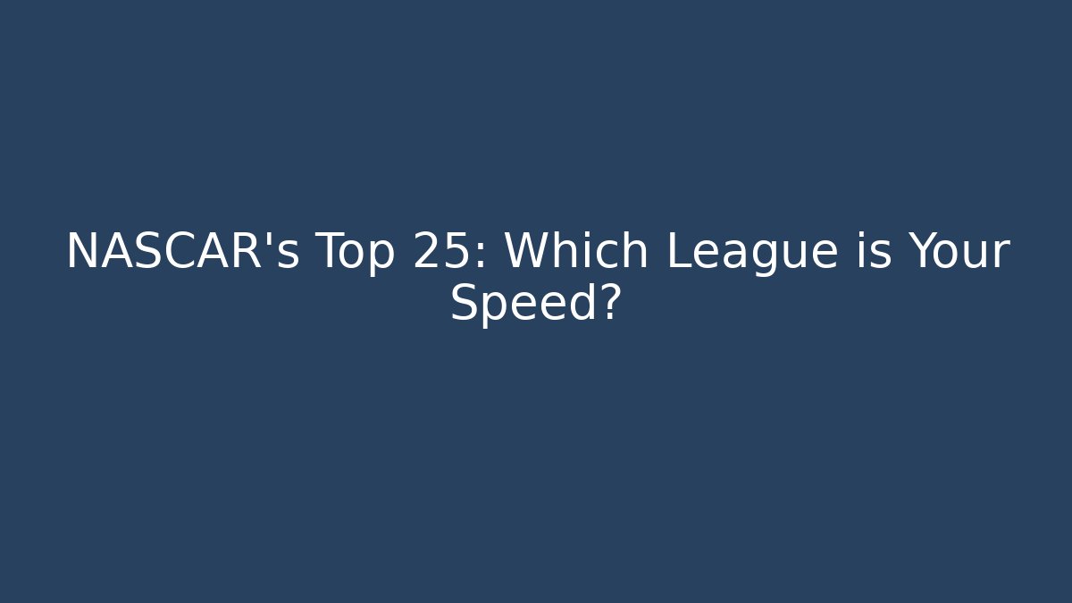 NASCAR's Top 25: Which League is Your Speed?
