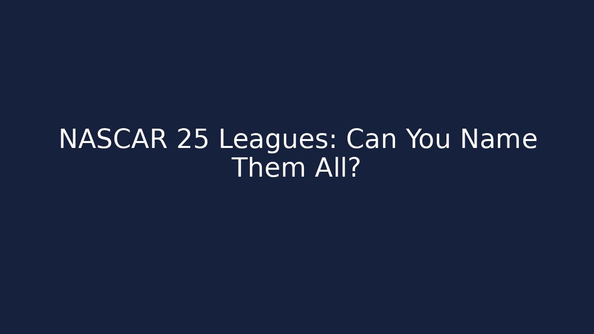 NASCAR 25 Leagues: Can You Name Them All?