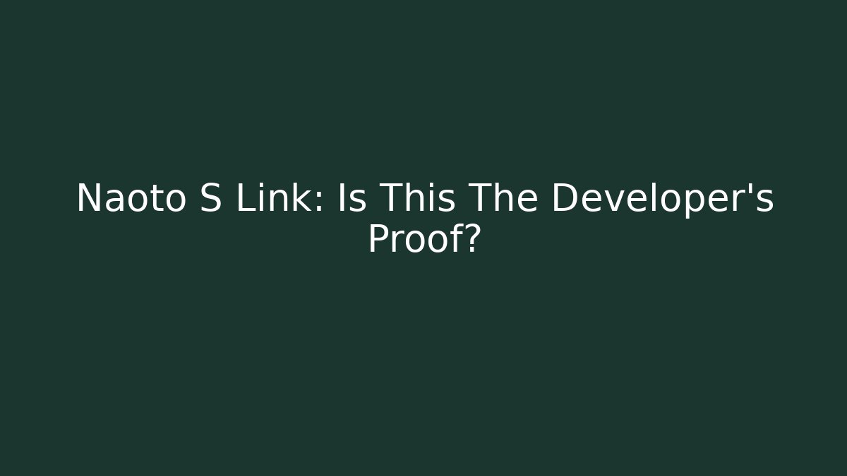 Naoto S Link: Is This The Developer’s Proof?