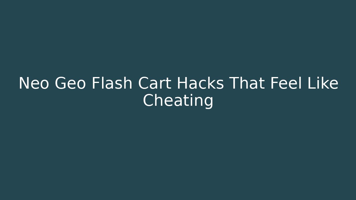 Neo Geo Flash Cart Hacks That Feel Like Cheating