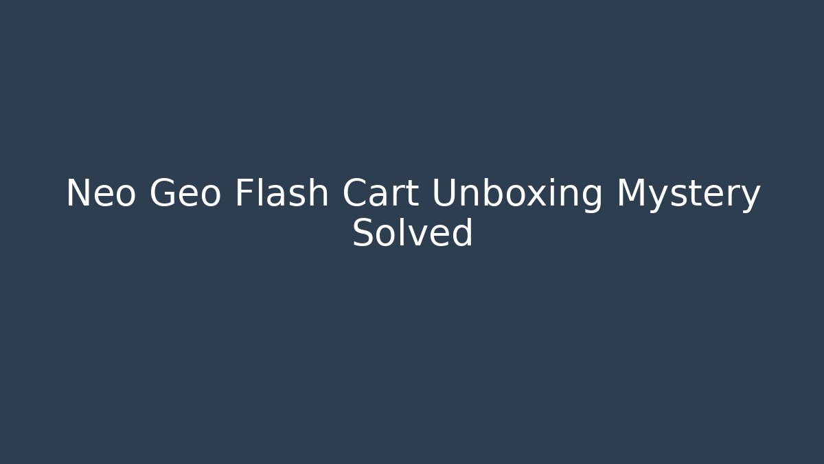 Neo Geo Flash Cart Unboxing Mystery Solved