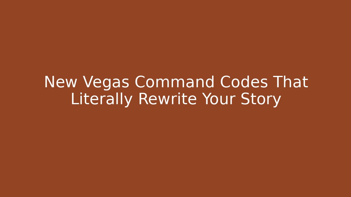 New Vegas Command Codes That Literally Rewrite Your Story - Celivion