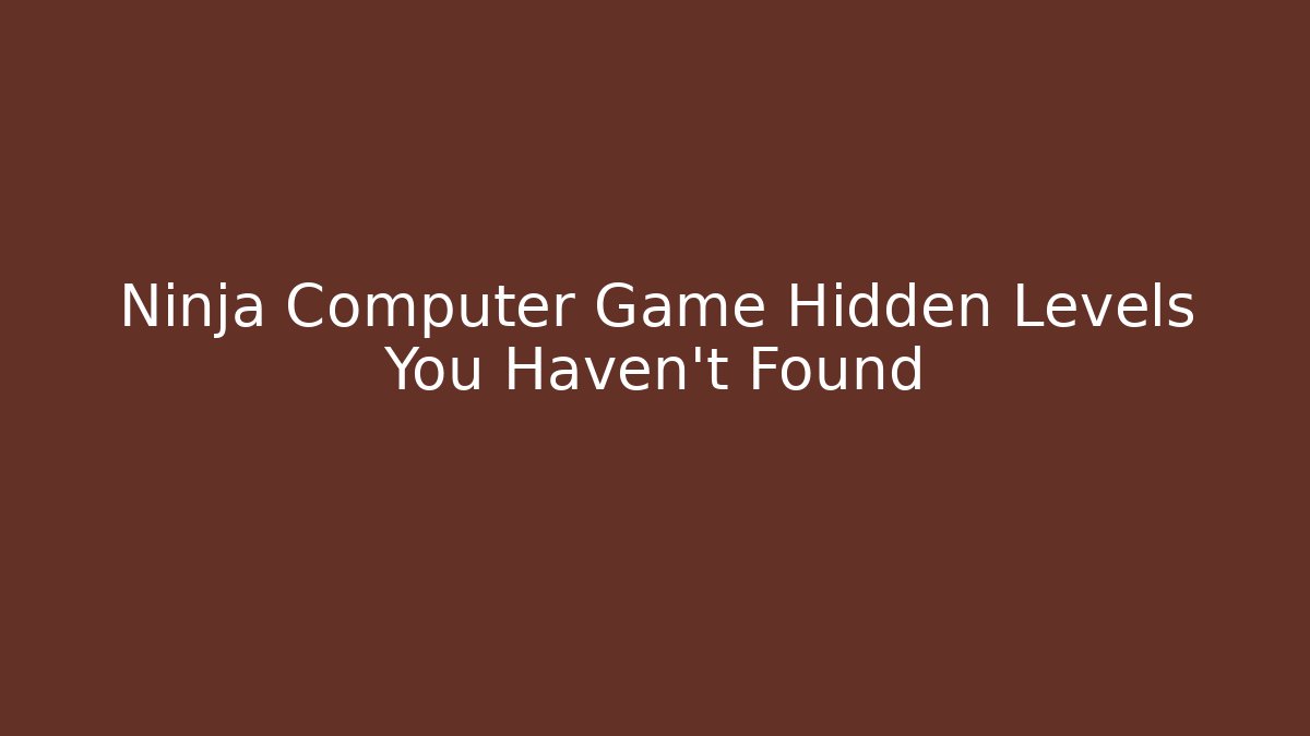 Ninja Computer Game Hidden Levels You Haven't Found