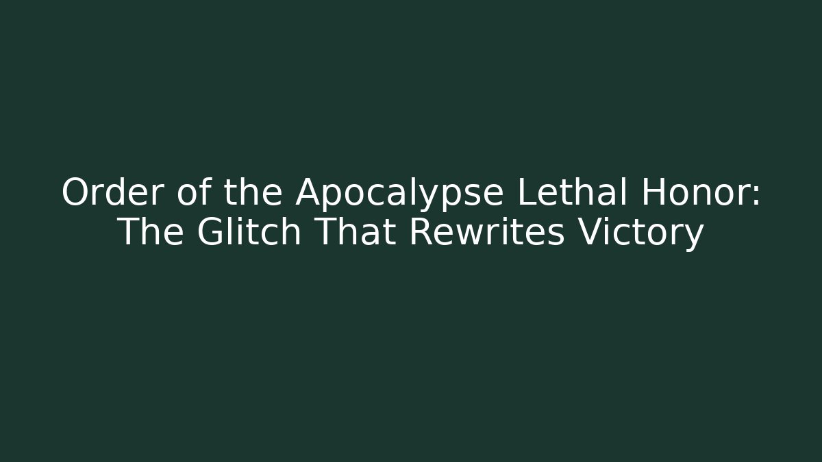Order of the Apocalypse Lethal Honor: The Glitch That Rewrites Victory