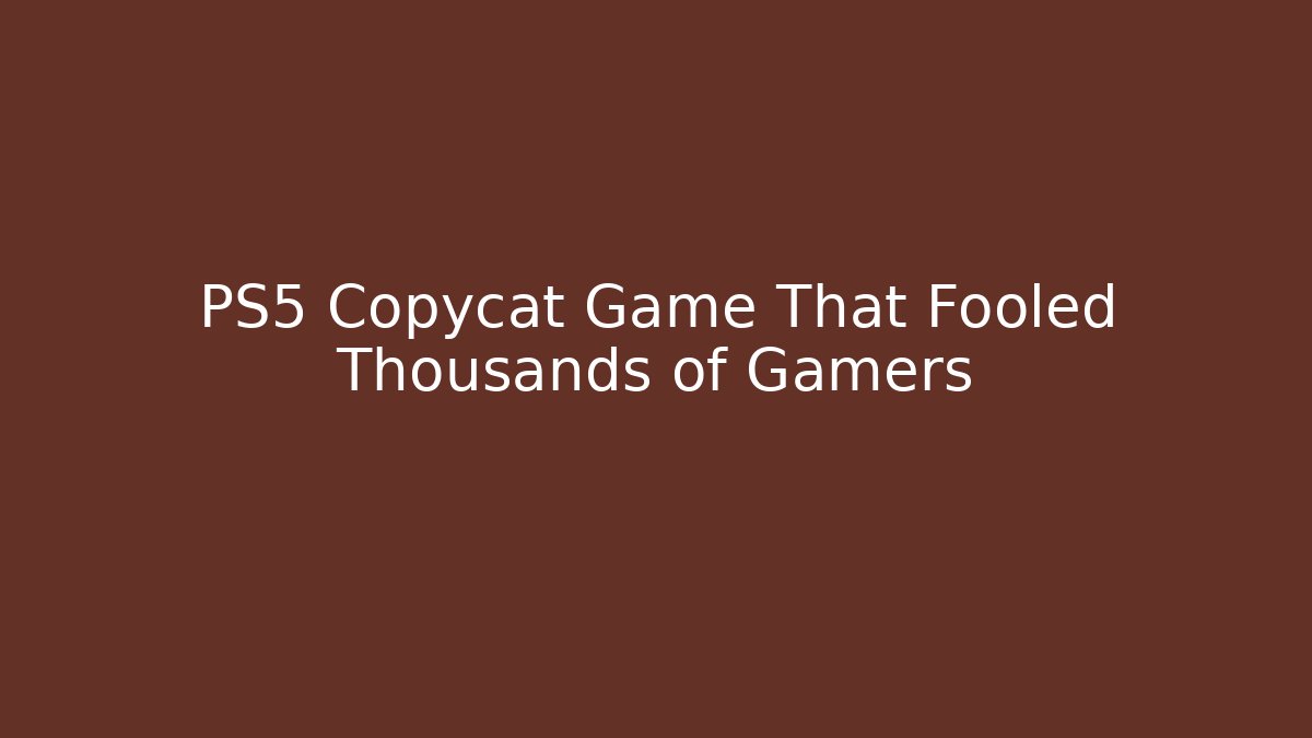 PS5 Copycat Game That Fooled Thousands of Gamers