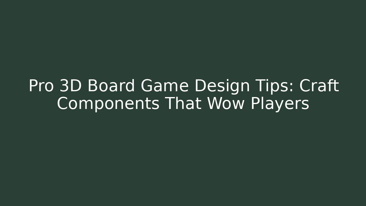 Pro 3D Board Game Design Tips: Craft Components That Wow Players - Celivion