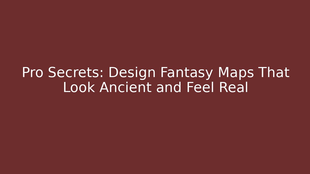 Pro Secrets: Design Fantasy Maps That Look Ancient and Feel Real