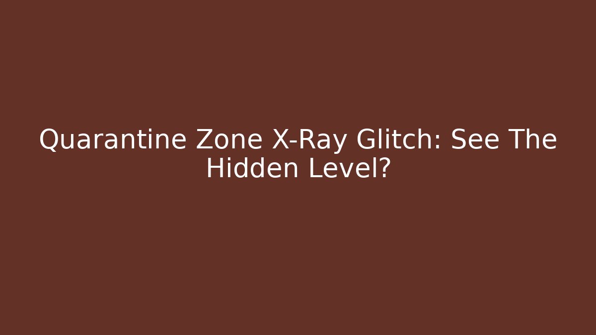 Quarantine Zone X-Ray Glitch: See The Hidden Level?