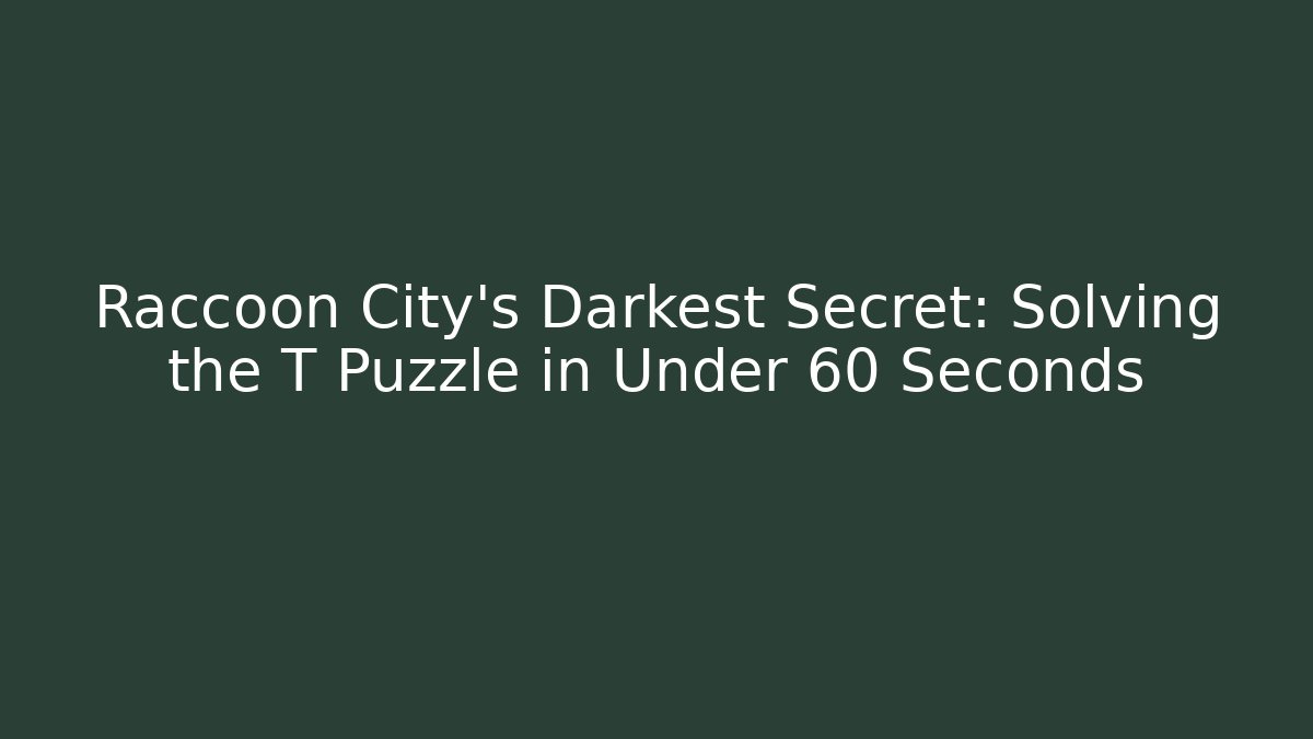 Raccoon City's Darkest Secret: Solving the T Puzzle in Under 60 Seconds