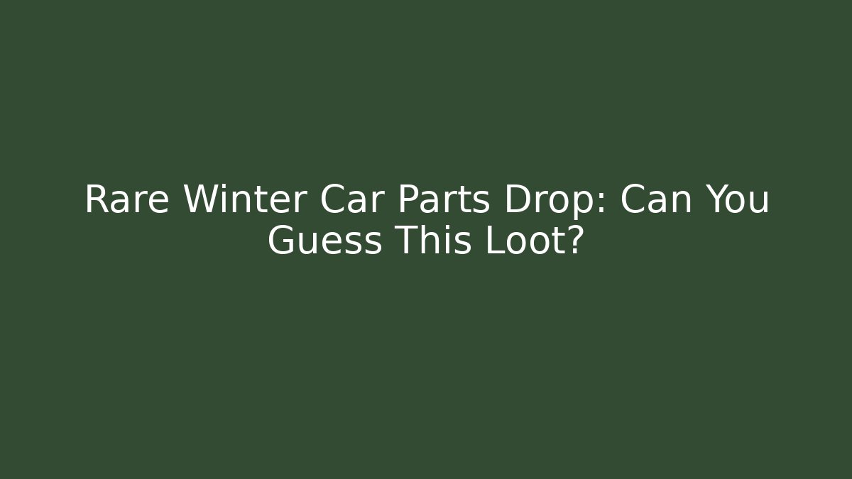 Rare Winter Car Parts Drop: Can You Guess This Loot?
