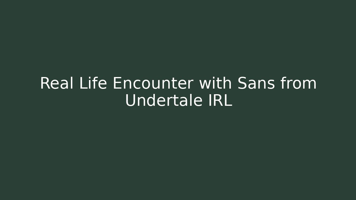 Real Life Encounter with Sans from Undertale IRL