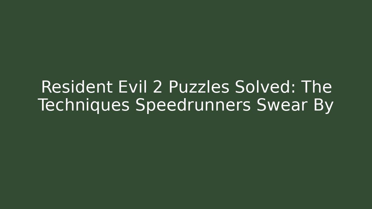 Resident Evil 2 Puzzles Solved: The Techniques Speedrunners Swear By - Celivion