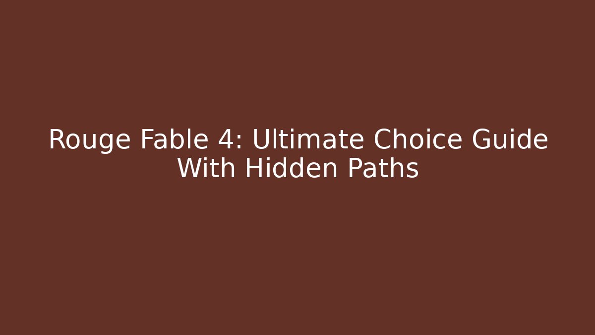 Rouge Fable 4: Ultimate Choice Guide With Hidden Paths