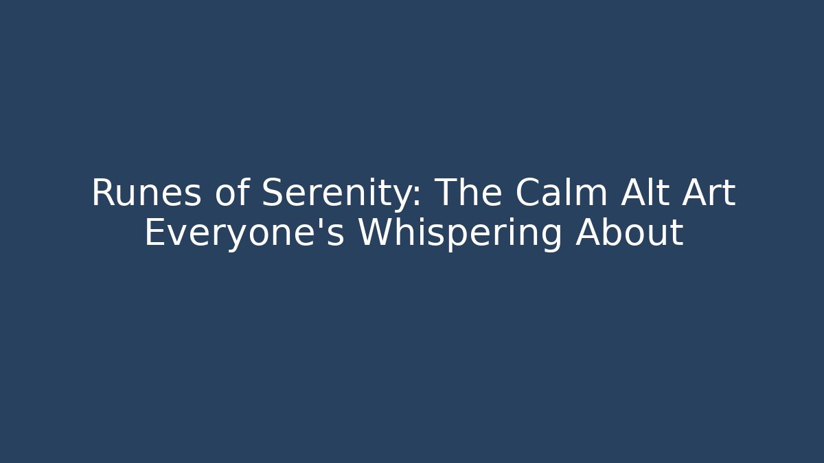 Runes of Serenity: The Calm Alt Art Everyone’s Whispering About