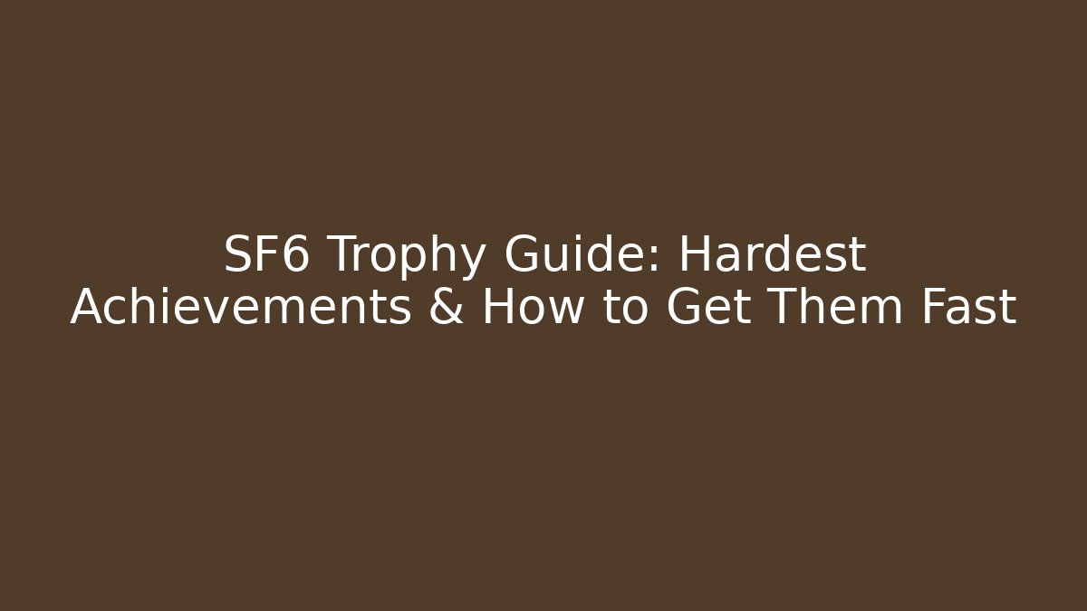 SF6 Trophy Guide: Hardest Achievements & How to Get Them Fast