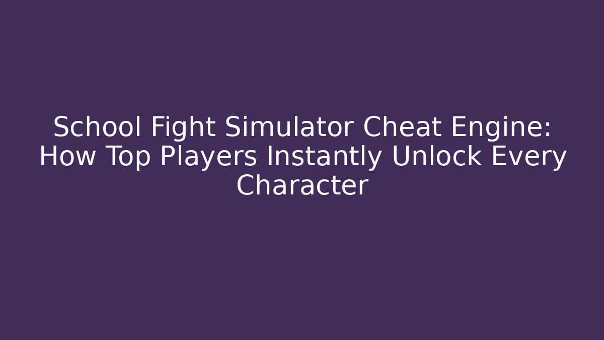 School Fight Simulator Cheat Engine: How Top Players Instantly Unlock Every Character