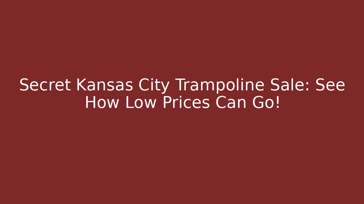 Secret Kansas City Trampoline Sale: See How Low Prices Can Go!