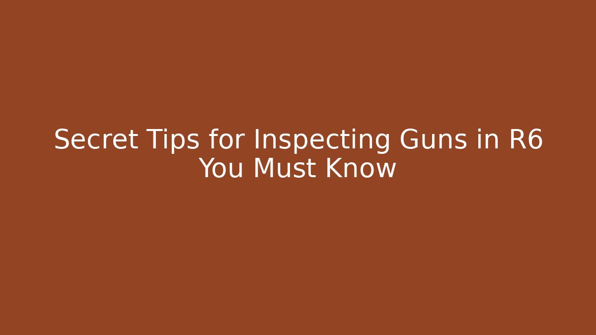 Secret Tips for Inspecting Guns in R6 You Must Know