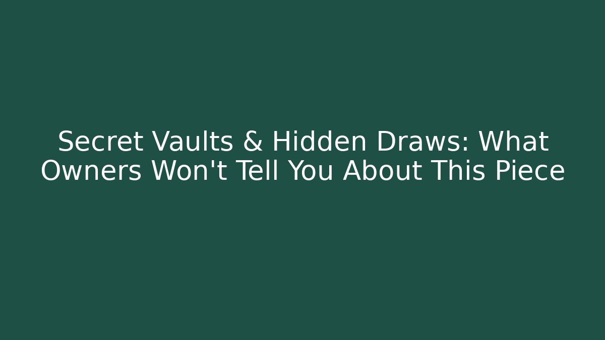 Secret Vaults & Hidden Draws: What Owners Won't Tell You About This Piece