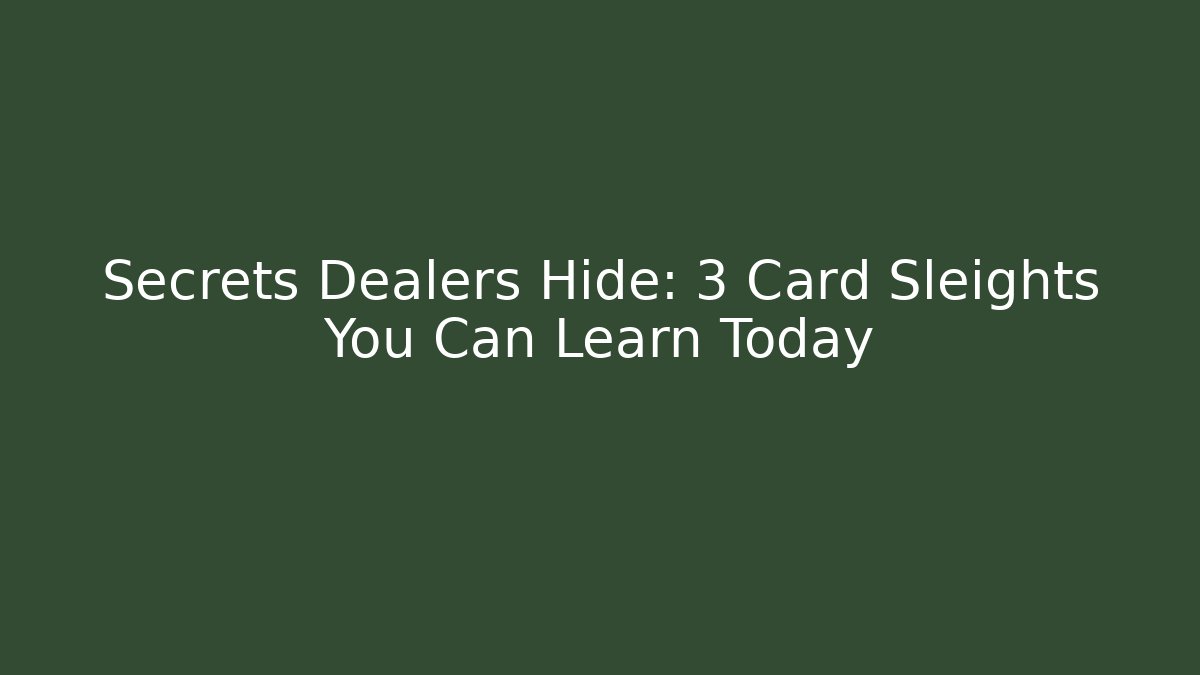 Secrets Dealers Hide: 3 Card Sleights You Can Learn Today