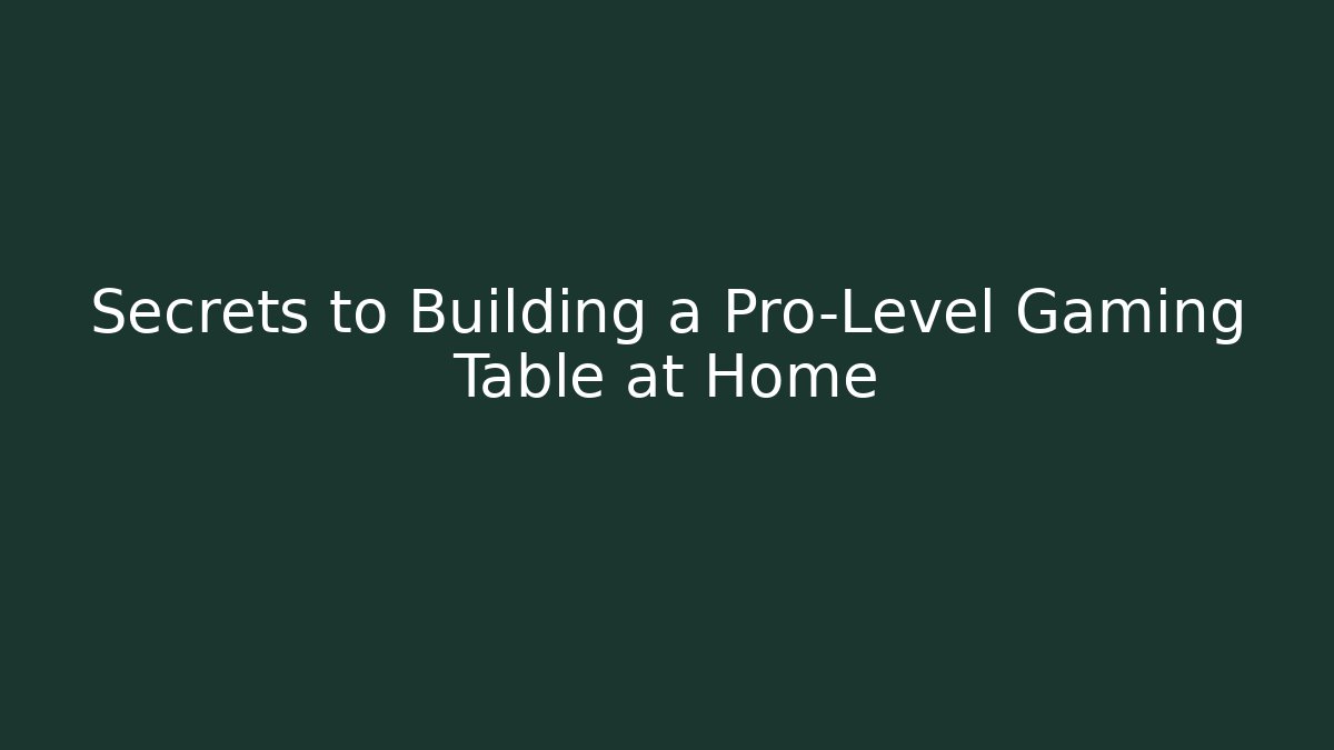 Secrets to Building a Pro-Level Gaming Table at Home - Celivion