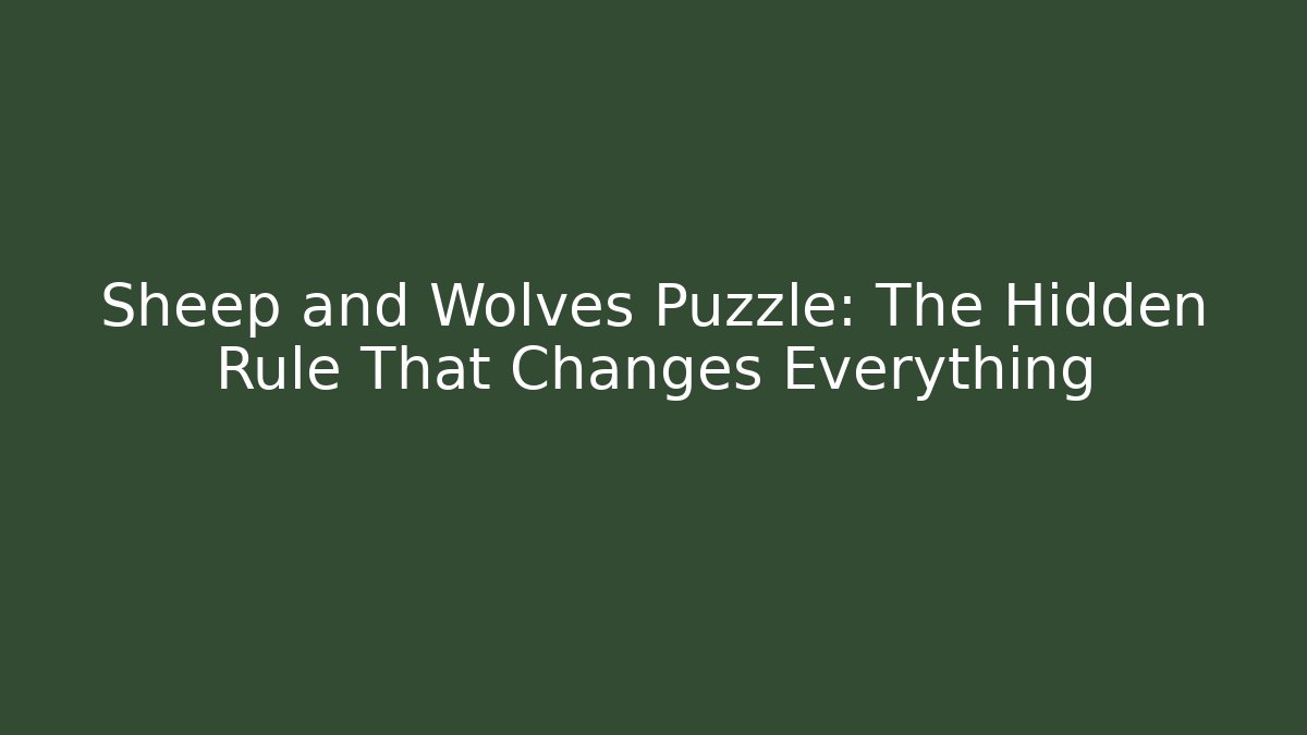 Sheep and Wolves Puzzle: The Hidden Rule That Changes Everything - Celivion