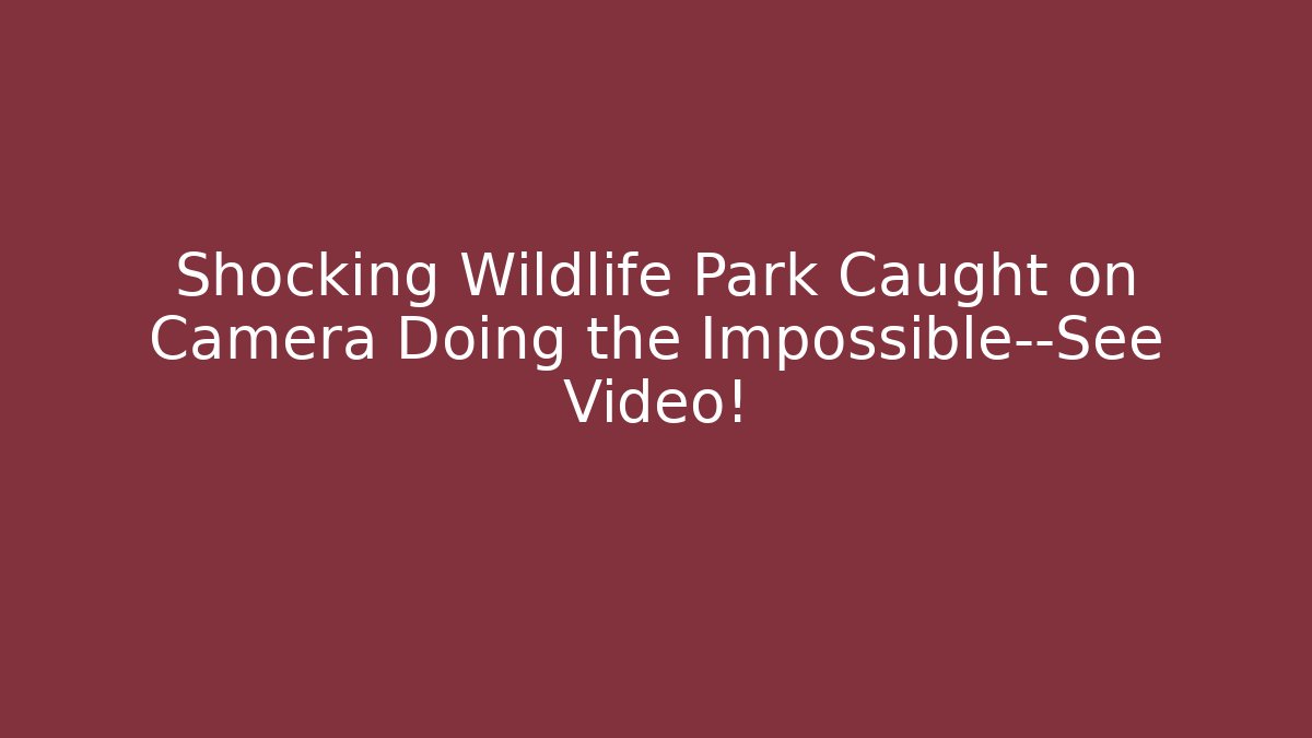 Shocking Wildlife Park Caught on Camera Doing the Impossible—See Video!
