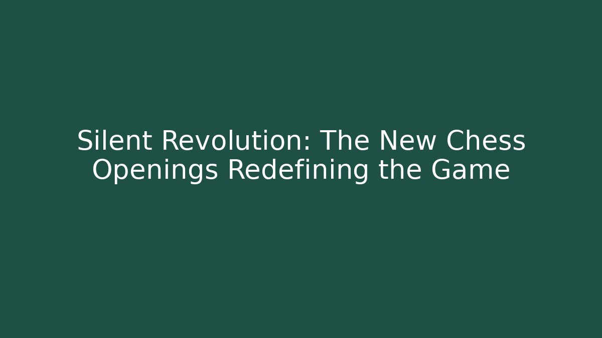 Silent Revolution: The New Chess Openings Redefining the Game