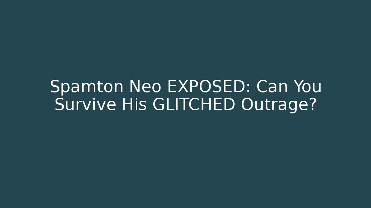 Spamton Neo EXPOSED: Can You Survive His GLITCHED Outrage?