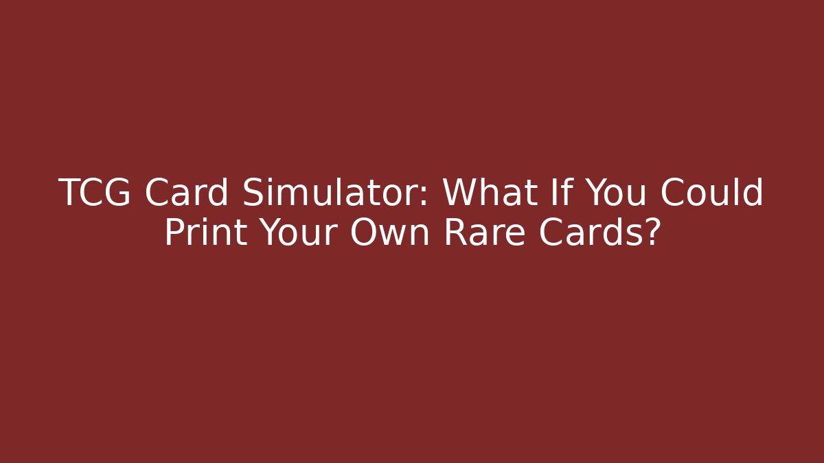 TCG Card Simulator: What If You Could Print Your Own Rare Cards?