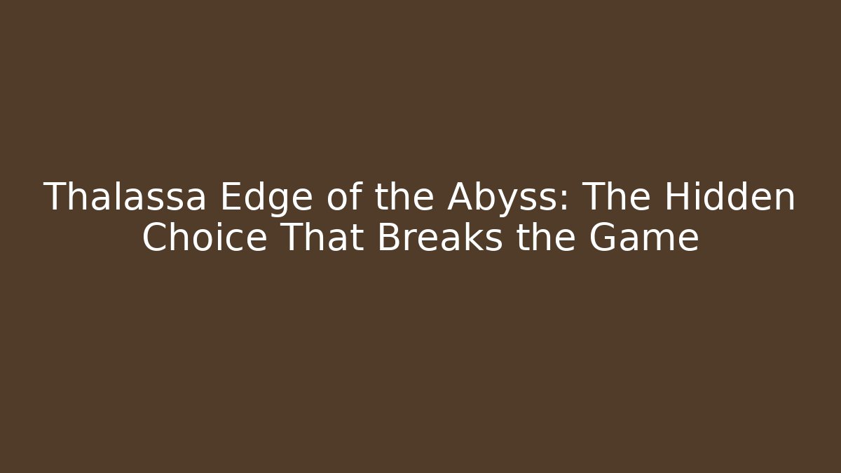 Thalassa Edge of the Abyss: The Hidden Choice That Breaks the Game