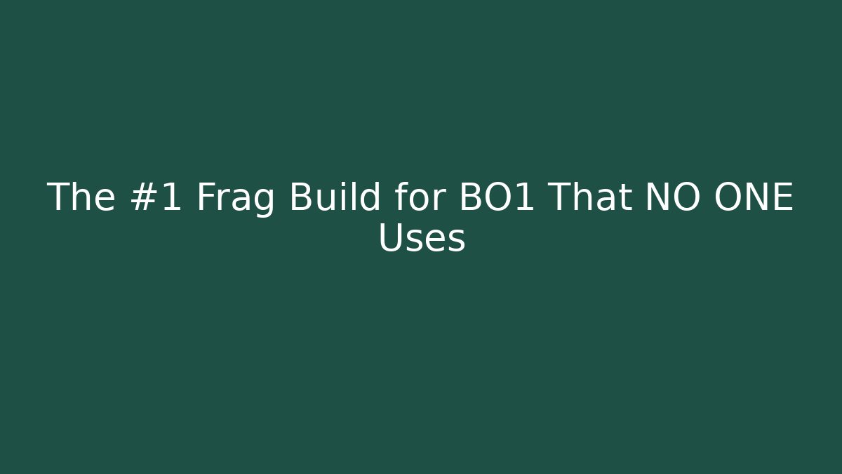 The #1 Frag Build for BO1 That NO ONE Uses